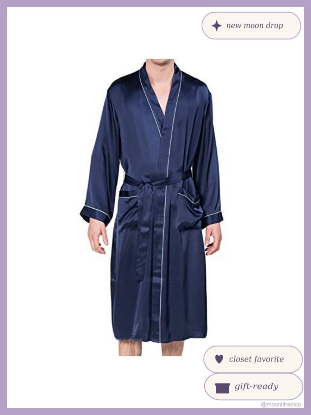 100% Mulberry Silk Robe Men Lightweight Kimono Bathrobe Knee Length Belted